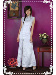 White plum sleeveless moder cheongsam dress SMS45