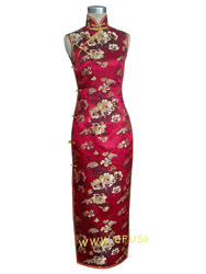 Red peony sleevless cheongsam dress SCT144