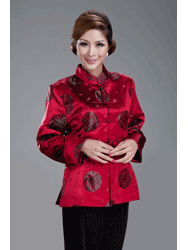 Dark red circles silk brocade Chinese Clothes CCJ116