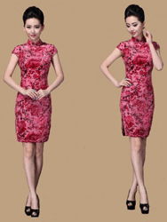 velour capped cheongsam dress SCV35