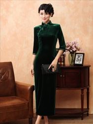 Dark green Velour Cheongsam SCV13