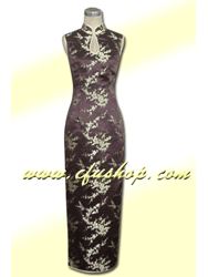 Brown plum silk cheongsam SCT80