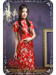 Red phoenix short sleeves qipao SMS35