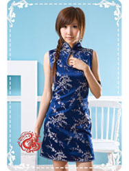 Navy blue plum cheongsam dress