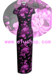 Black peony silk qipao SCT126