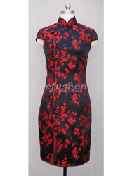 black with red plum cheongsam dress SCT101