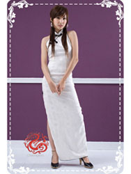 Ivory jacquard cheongsam dress SMS40