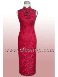 Red with black dragon silk brocade cheongsam dress SCT66